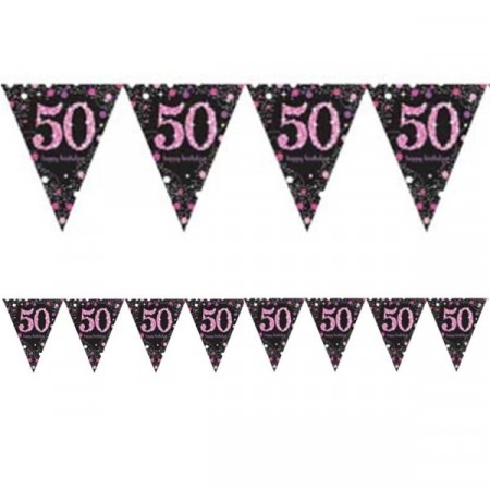PINK SPARKLING CELEBRATION BANNERFLAGG 50 (21 cm)