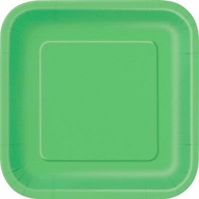 LIMEGRØNNE KVADRATISKE TALLERKENER (14-pk)