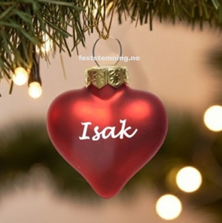 RØD HJERTEFORMET JULEKULE MED NAVN