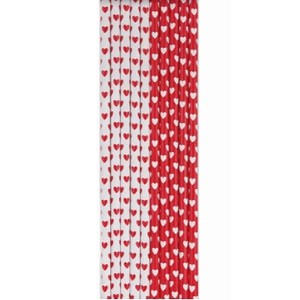 PAPIRSUGERØR MED HJERTER - RØD / HVIT (10-pk)