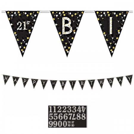 GOLD SPARKLING CELEBRATION BANNERFLAGG (Add Age)
