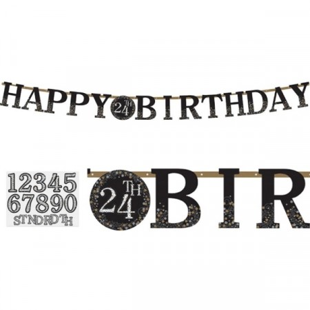 GOLD SPARKLING CELEBRATION HAPPY BIRTHDAY BANNER (Add Age)