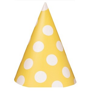GULE POLKA DOT FESTHATTER (8-pk)