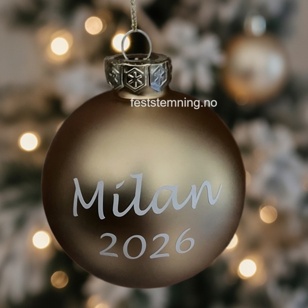 JULEKULE MED NAVN OG ÅRSTALL (GULL MATT)