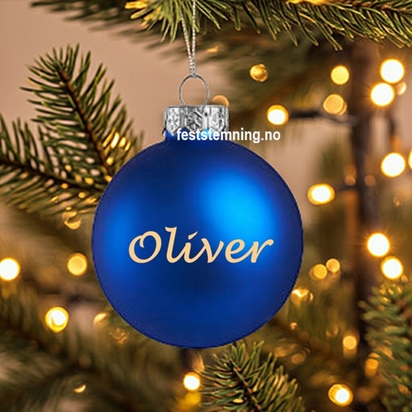 BLÅ JULEKULE MED NAVN (illustrasjonsbilde)