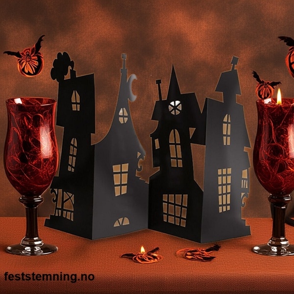 HAUNTED HOUSE HALLOWEEN BORDDEKORASJON (illustrasjonsbilde)