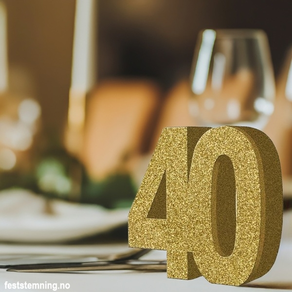 GULLGLITRENDE BORDDEKOR 40 ÅR (illustrasjonsbilde)