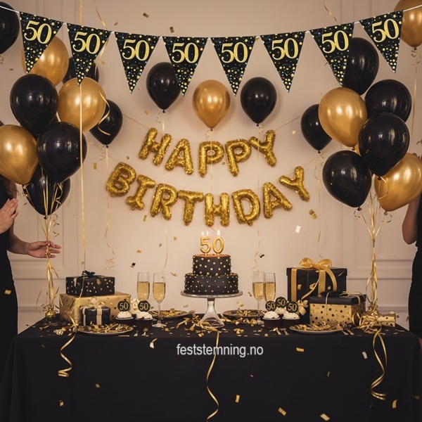 PYNT TIL 50-ÅRSDAG (illustrasjonsbilde bannerflagg 50 år)