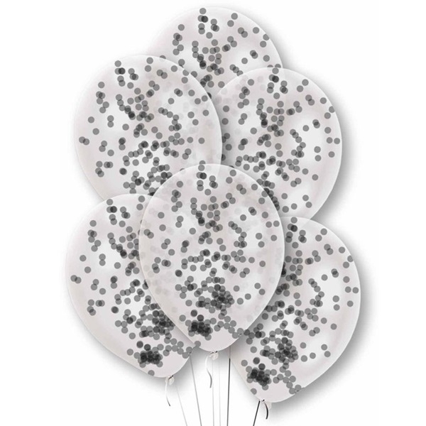 SVARTE KONFETTIBALLONGER (6-pk)