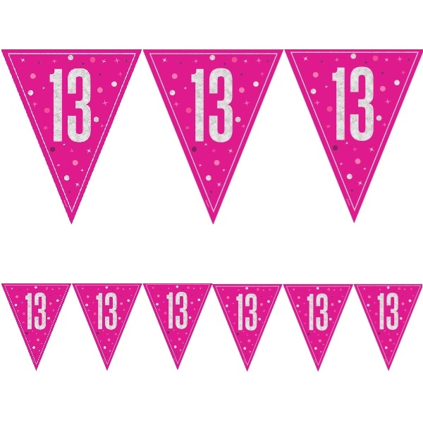 ROSA BANNERFLAGG PYNT TIL 13-ÅRSDAG