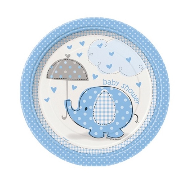 UMBRELLAPHANTS BLÅ BABY SHOWER DESSERTTALLERKENER