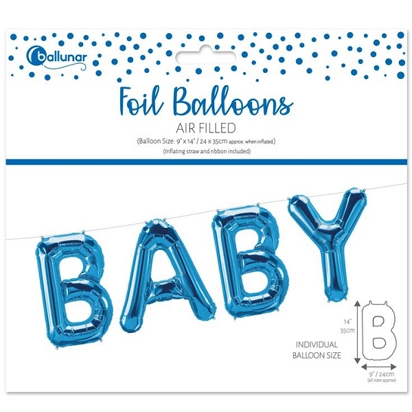 BLÅ BABY BOKSTAVBALLONGER