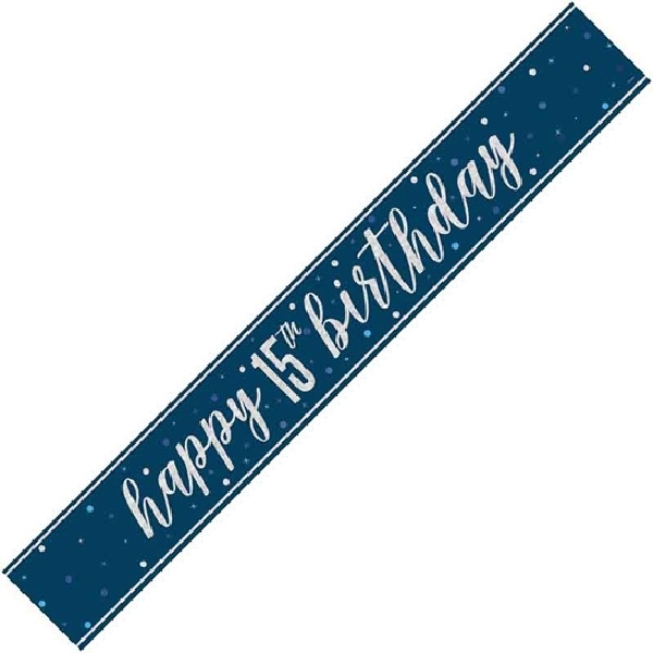 MØRK BLÅ BANNER 15 ÅR