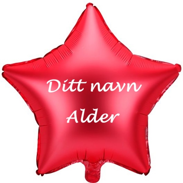 RØD FOLIEBALLONG MED NAVN OG ALDER