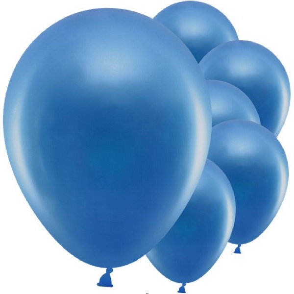 BLÅ BALLONGER - METALLISK (10-pk)