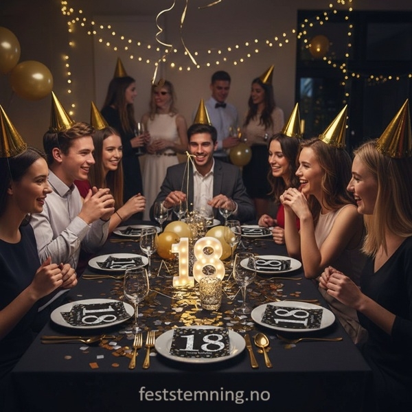 SERVIETTER OG PYNT TIL 18-ÅRSDAG (illustrasjonsbilde)