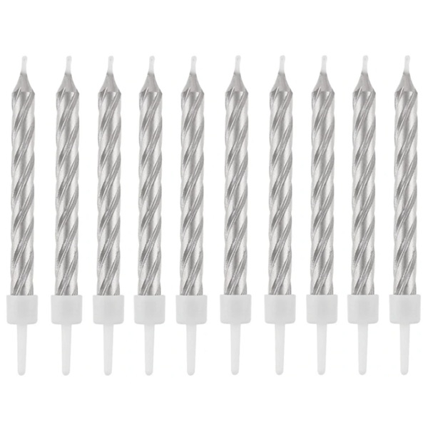 SØLVFARGEDE KAKELYS (10-pk)