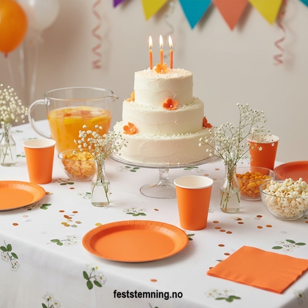 ORANSJE PYNT OG BORDDEKKING (illlustrasjonsbilde)