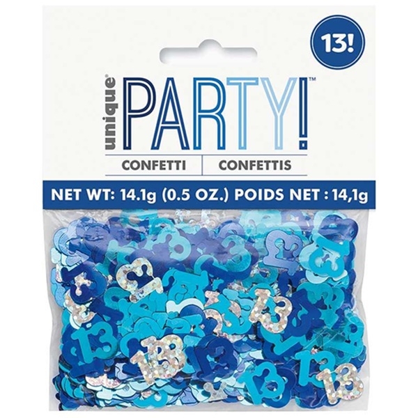  BLÅ KONFETTI TIL 13-ÅRSDAG (type 2)