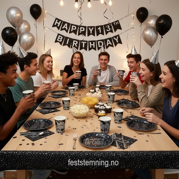SERVIETTER OG PYNT TIL 13 ÅRSDAG (illustrasjonsbilde)