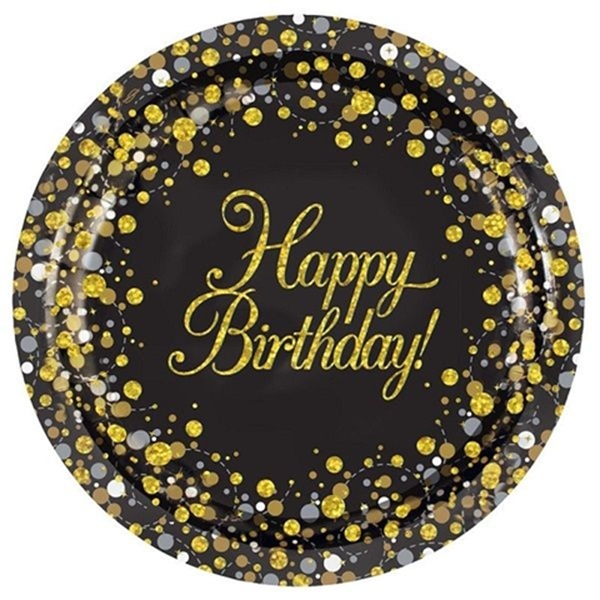 GULLGLITRENDE HAPPY BIRTHDAY TALLERKENER