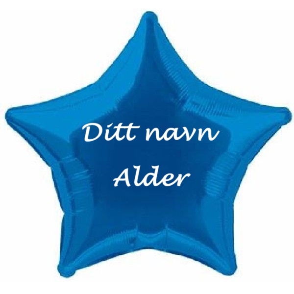 BLÅ FOLIEBALLONG MED EGET NAVN OG ALDER