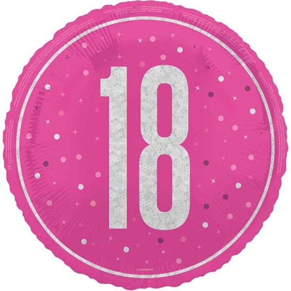 FOLIEBALLONG TIL 18-ÅRSDAG (pink glitz)