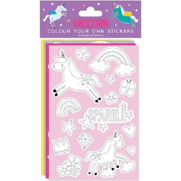 ENHJØRNING KLISTREMERKER (type 2 - fargelegg selv)