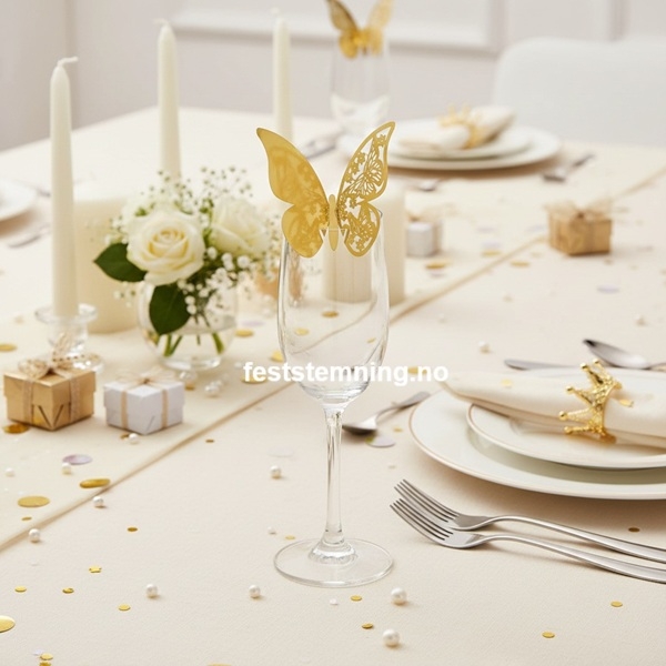 GULLFARGEDE SOMMERFUGLER BORDKORT (illustrasjonsbilde)
