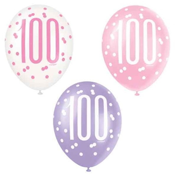 BALLONGER 100 ÅR - PINK GLITZ