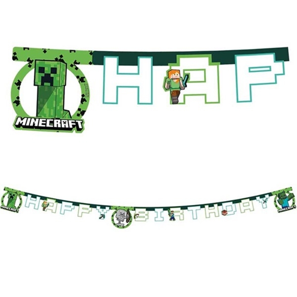 MINECRAFT HAPPY BIRTHDAY BANNER (type 2)