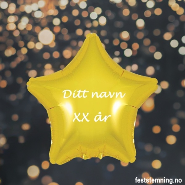 GULLFARGET FOLIEBALLONG MED NAVN (illustrasjonsbilde)