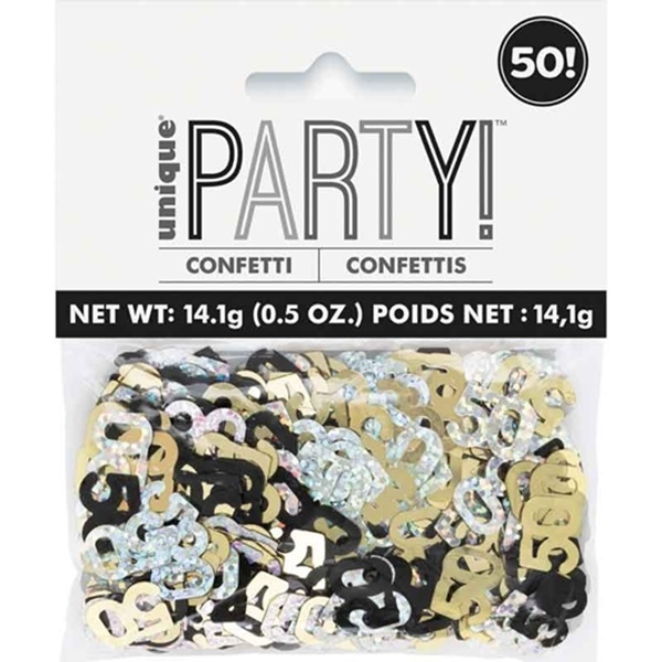 KONFETTI TIL 50-ÅRSDAG (black & gold glitz)