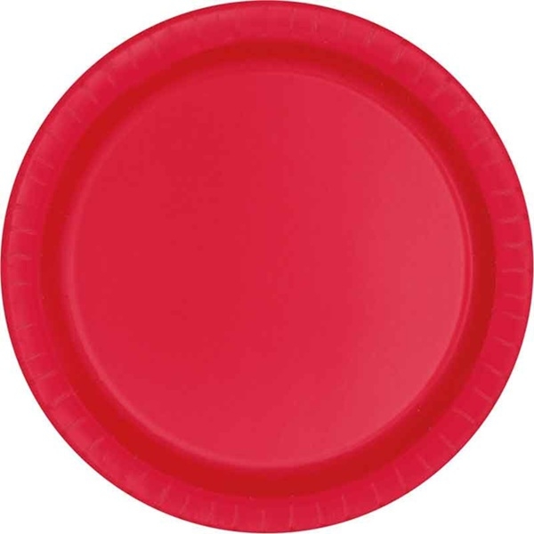 RØDE PAPPTALLERKENER  16 stk (21,9 cm)
