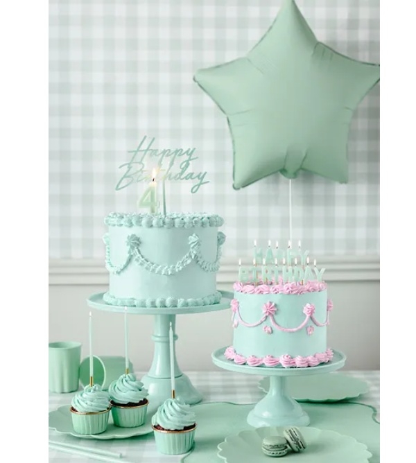 GRØNN HAPPY BIRTHDAY KAKEPYNT (illustrasjonsbilde)
