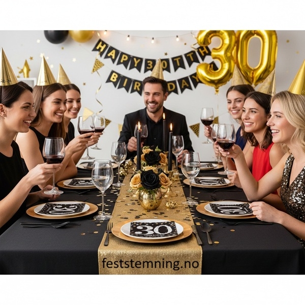 SERVIETTER OG PYNT TIL 30-ÅRSDAG (illustrasjonsbilde)