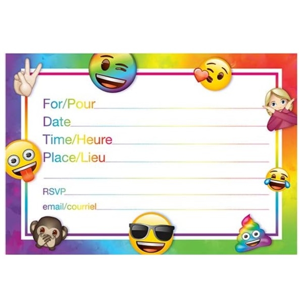 RAINBOW FUN EMOJI INVITASJONER - innside