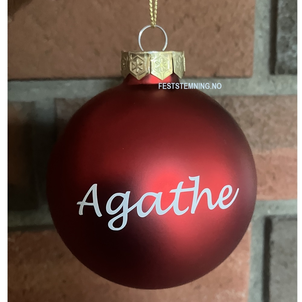 RØD JULEKULE MED NAVN (rød matt)