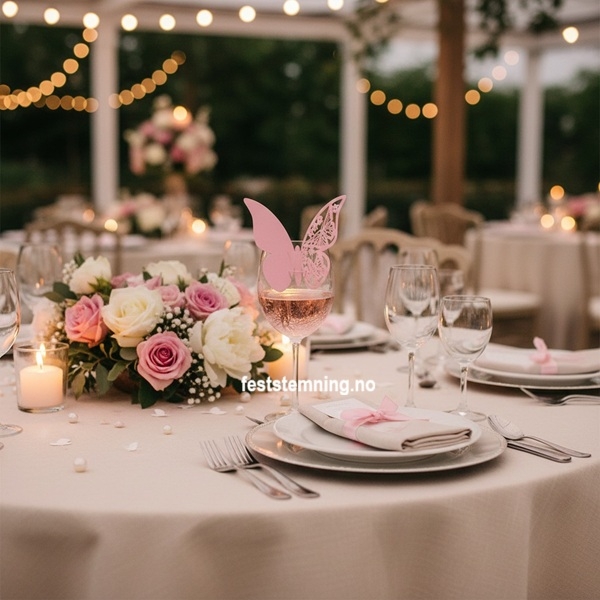 LYSEROSA SOMMERFUGL GLASS BORDPYNT (illustrasjonsbilde)