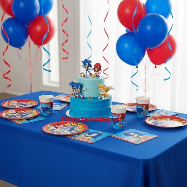 BORDDEKKING OG PYNT TIL SONIC BURSDAG (illustrasjonsbilde)
