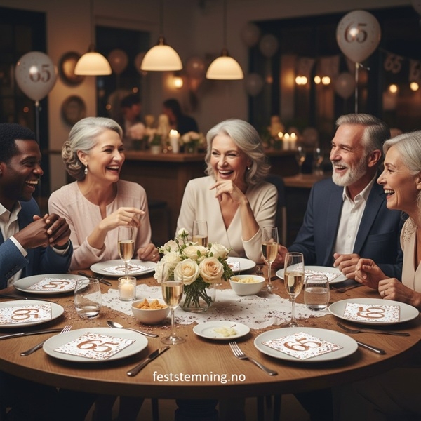 SERVIETTER OG PYNT TIL 65-ÅRSDAG (illustrasjonsbilde)