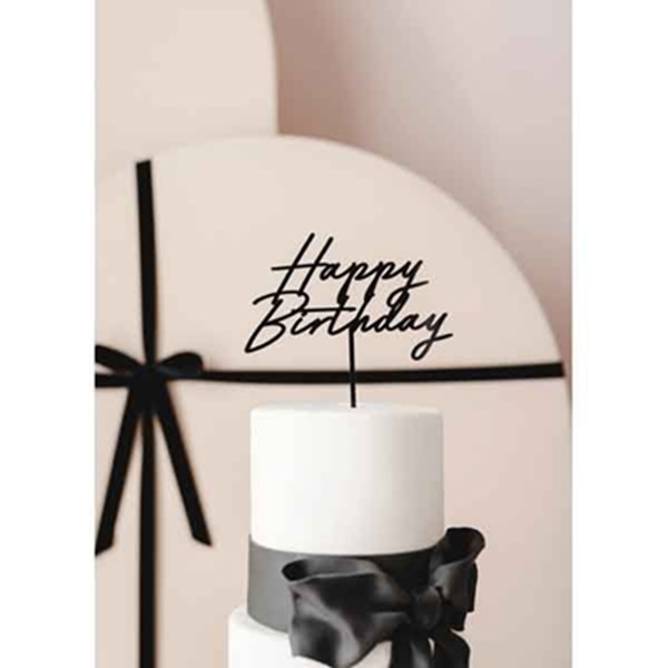 SVART HAPPY BIRTHDAY KAKEPYNT (illustrasjonsbilde)
