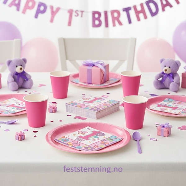 SERVIETTER OG PYNT TIL 1-ÅRSDAG