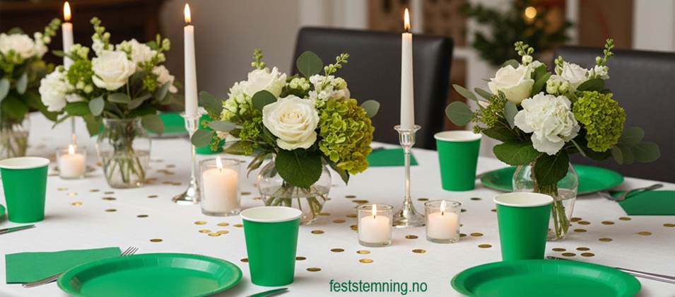 GRØNN PYNT OG BORDDEKKING