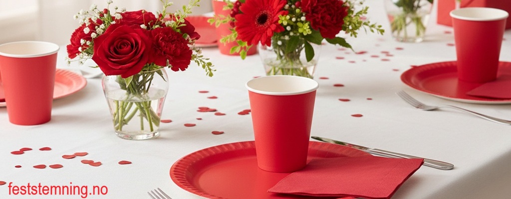 RØD PYNT OG BORDDEKKING